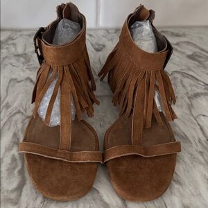 Aerosoles suede fringe sandal 5
